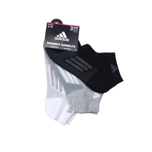 Adidas Womens Superlite Low Cut Socks 3 Pair Size 5-10 Aeroready Breathable - Picture 6 of 6